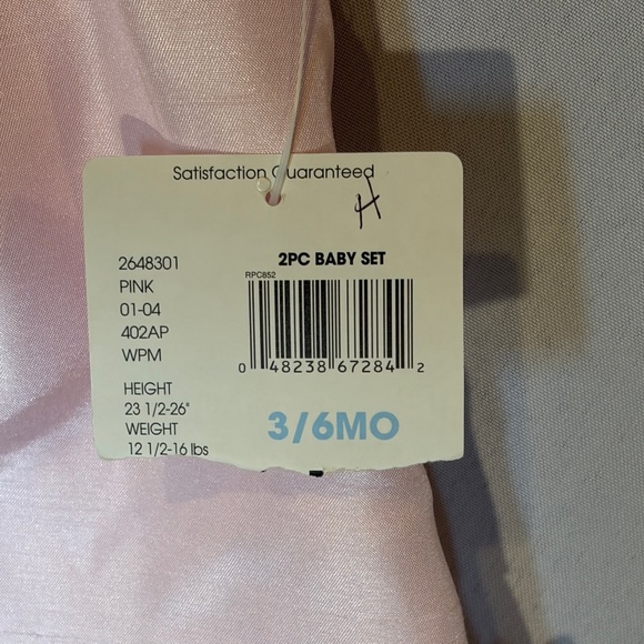 Pink Floral Embroidered Girls Easter 2 piece outfit. 3/6 months - Picture 3 of 4